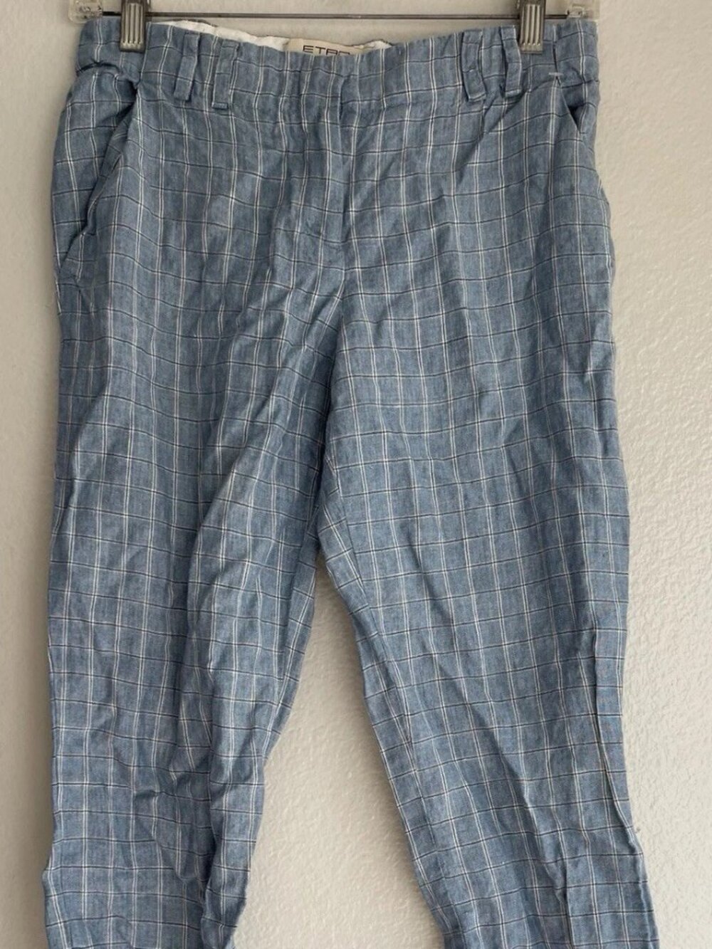 Etro Blue Striped Cotton linen Made inItaly Women’s Pants Sz 40